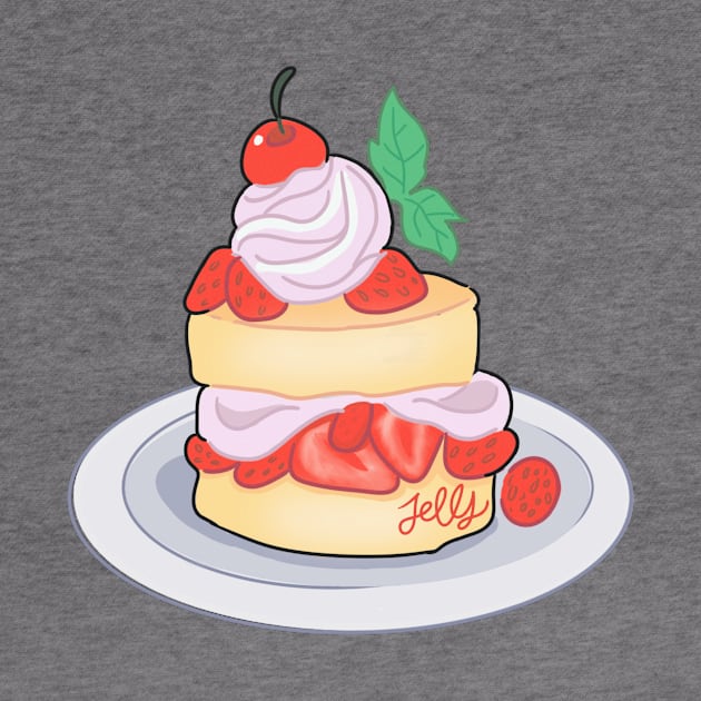 Jelly strawberry shortcake dessert doodle style by Jellyworldofficial